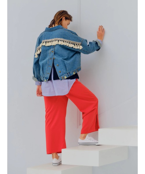 Editt by YECCA VECCA（エディットバイイェッカヴェッカ）の「2wayスリットワイドパンツ　＊（その他パンツ・レディース・レッド/ライトベージュ/ダークネイビー・FREE）」の14枚目の写真