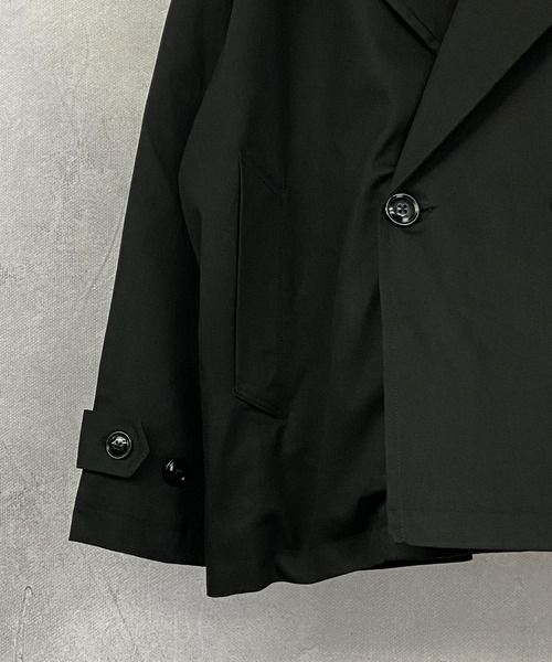 Beno（ビーノ）の「コットンツイル ワイドシルエット ショート トレンチ ブルゾン（ブルゾン・メンズ・チャコールグレー/ブラック/ベージュ/ネイビー/オフホワイト/オリーブ/グレイッシュブルー・M/L）」の8枚目の写真