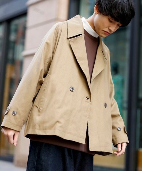 Beno（ビーノ）の「コットンツイル ワイドシルエット ショート トレンチ ブルゾン（ブルゾン・メンズ・チャコールグレー/ブラック/ベージュ/ネイビー/オフホワイト/オリーブ/グレイッシュブルー・M/L）」の17枚目の写真