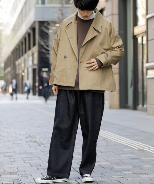 Beno（ビーノ）の「コットンツイル ワイドシルエット ショート トレンチ ブルゾン（ブルゾン・メンズ・チャコールグレー/ブラック/ベージュ/ネイビー/オフホワイト/オリーブ/グレイッシュブルー・M/L）」の18枚目の写真