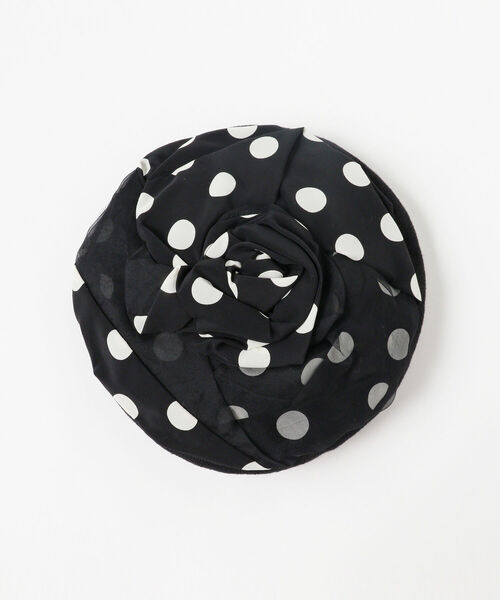 CAROLINA GLASER（カロリナ グレイサー）の「Barairo no Boushi × CAROLINA GLASER / ドットシフォン ベレー帽（キャップ・レディース・ブラック・ONE SIZE）」の3枚目の写真