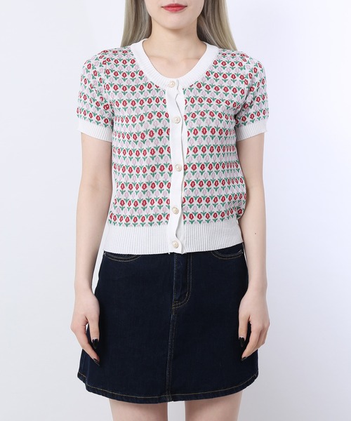 WC（ダブル シー）の「フラワーパール半袖カーディガン（カーディガン/ボレロ・レディース・ホワイト・FREE）」の2枚目の写真