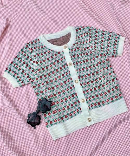 WC（ダブル シー）の「フラワーパール半袖カーディガン（カーディガン/ボレロ・レディース・ホワイト・FREE）」の7枚目の写真