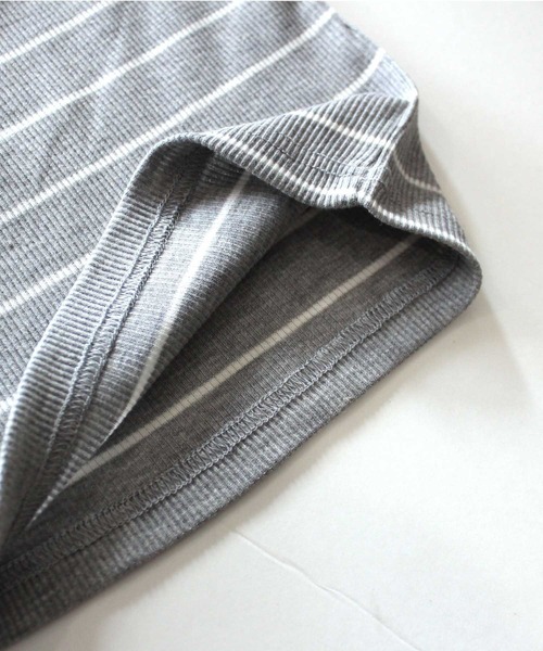 THE CASUAL(カジュアル)の「無地 ボーダー テレコタンクトップ キッズ(タンクトップ・キッズ・ネイビー/杢グレー/モカ/ベージュ/オフホワイト/ブラック/カーキ系/グレー系/グレー系1/カーキ/ブラウン系/チャコール・160cm/150cm/140cm/120cm/110cm/100cm/130cm)」の15枚目の写真