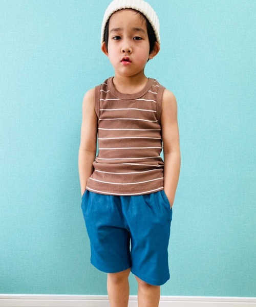 THE CASUAL(カジュアル)の「無地 ボーダー テレコタンクトップ キッズ(タンクトップ・キッズ・ネイビー/杢グレー/モカ/ベージュ/オフホワイト/ブラック/カーキ系/グレー系/グレー系1/カーキ/ブラウン系/チャコール・160cm/150cm/140cm/120cm/110cm/100cm/130cm)」の20枚目の写真