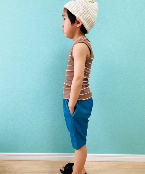 THE CASUAL(カジュアル)の「無地 ボーダー テレコタンクトップ キッズ(タンクトップ・キッズ・ネイビー/杢グレー/モカ/ベージュ/オフホワイト/ブラック/カーキ系/グレー系/グレー系1/カーキ/ブラウン系/チャコール・160cm/150cm/140cm/120cm/110cm/100cm/130cm)」の21枚目の写真