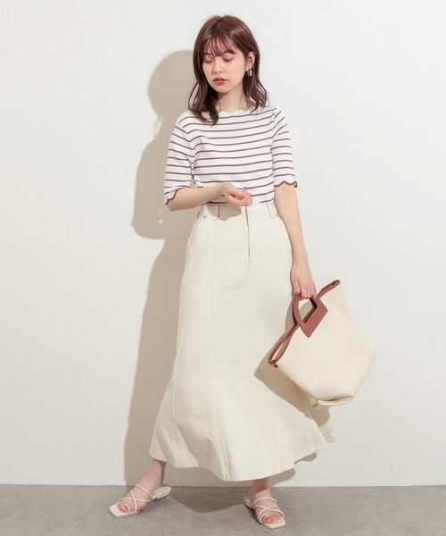 natural couture(ナチュラルクチュール)の「袖口配色スカラップ強撚ニット(ニット/セーター・レディース・ネイビー/アイボリー/その他1/その他2/その他3/ライトベージュ・FREE)」の22枚目の写真