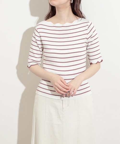 natural couture(ナチュラルクチュール)の「袖口配色スカラップ強撚ニット(ニット/セーター・レディース・ネイビー/アイボリー/その他1/その他2/その他3/ライトベージュ・FREE)」の9枚目の写真