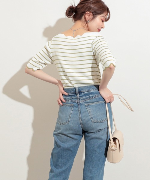 natural couture(ナチュラルクチュール)の「袖口配色スカラップ強撚ニット(ニット/セーター・レディース・ネイビー/アイボリー/その他1/その他2/その他3/ライトベージュ・FREE)」の15枚目の写真