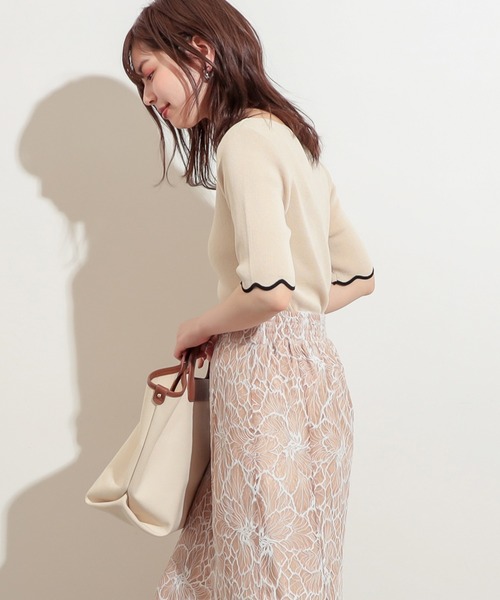 natural couture(ナチュラルクチュール)の「袖口配色スカラップ強撚ニット(ニット/セーター・レディース・ネイビー/アイボリー/その他1/その他2/その他3/ライトベージュ・FREE)」の10枚目の写真