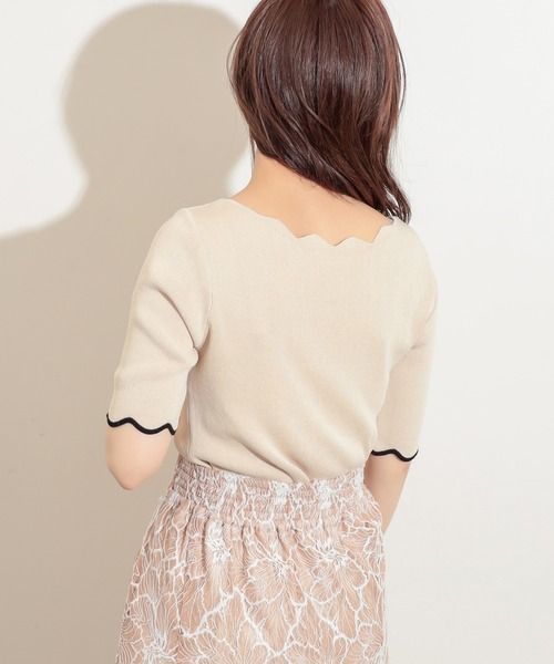 natural couture(ナチュラルクチュール)の「袖口配色スカラップ強撚ニット(ニット/セーター・レディース・ネイビー/アイボリー/その他1/その他2/その他3/ライトベージュ・FREE)」の13枚目の写真