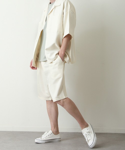 ZIP FIVE（ジップファイブ）の「【ZIP FIVE】【サマーセットアップ　2点セット】リネンライクショートパンツ ＆　リネンライクオープンカラーシャツ（セットアップ・メンズ・ベージュ/ブルー/ブラウン/アイボリー/ブラック/オリーブ・LARGE/MEDIUM/X-LARGE）」の8枚目の写真