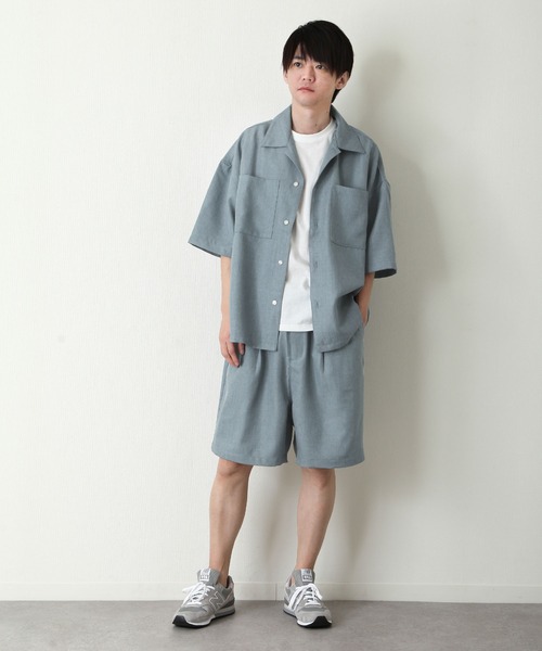 ZIP FIVE（ジップファイブ）の「【ZIP FIVE】【サマーセットアップ　2点セット】リネンライクショートパンツ ＆　リネンライクオープンカラーシャツ（セットアップ・メンズ・ベージュ/ブルー/ブラウン/アイボリー/ブラック/オリーブ・LARGE/MEDIUM/X-LARGE）」の17枚目の写真