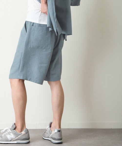 ZIP FIVE（ジップファイブ）の「【ZIP FIVE】【サマーセットアップ　2点セット】リネンライクショートパンツ ＆　リネンライクオープンカラーシャツ（セットアップ・メンズ・ベージュ/ブルー/ブラウン/アイボリー/ブラック/オリーブ・LARGE/MEDIUM/X-LARGE）」の14枚目の写真