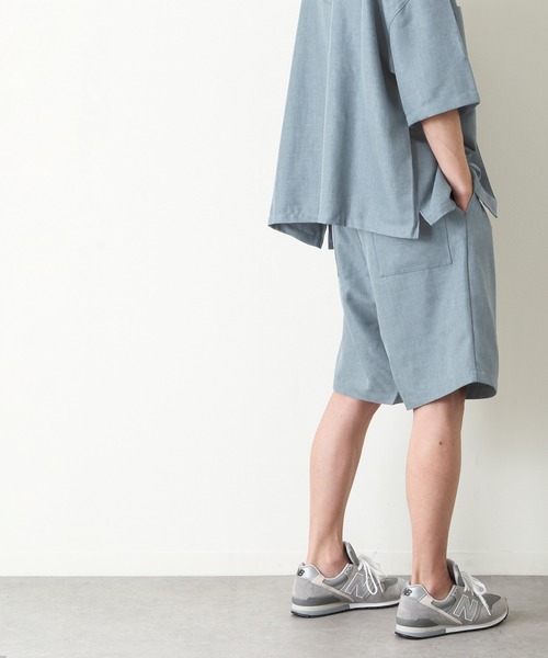 ZIP FIVE（ジップファイブ）の「【ZIP FIVE】【サマーセットアップ　2点セット】リネンライクショートパンツ ＆　リネンライクオープンカラーシャツ（セットアップ・メンズ・ベージュ/ブルー/ブラウン/アイボリー/ブラック/オリーブ・LARGE/MEDIUM/X-LARGE）」の13枚目の写真