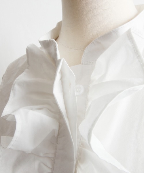 &. NOSTALGIA（アンドドットノスタルジア）の「フリルシャツブラウス（シャツ/ブラウス・レディース・ネイビー/ホワイト・FREE）」の9枚目の写真