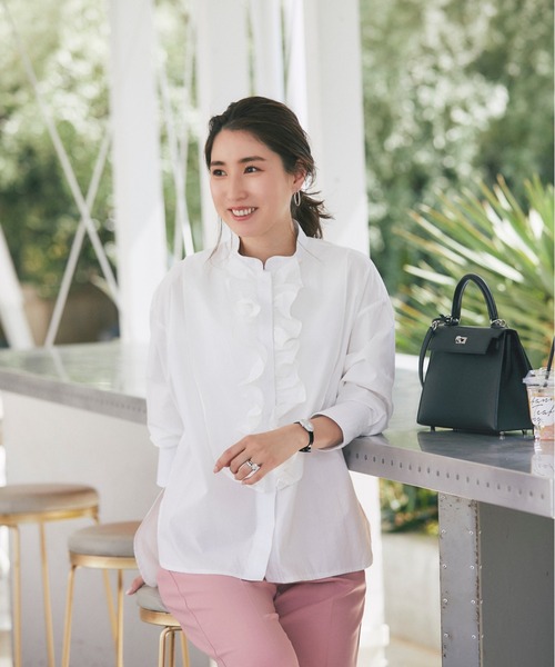 &. NOSTALGIA（アンドドットノスタルジア）の「フリルシャツブラウス（シャツ/ブラウス・レディース・ネイビー/ホワイト・FREE）」の3枚目の写真