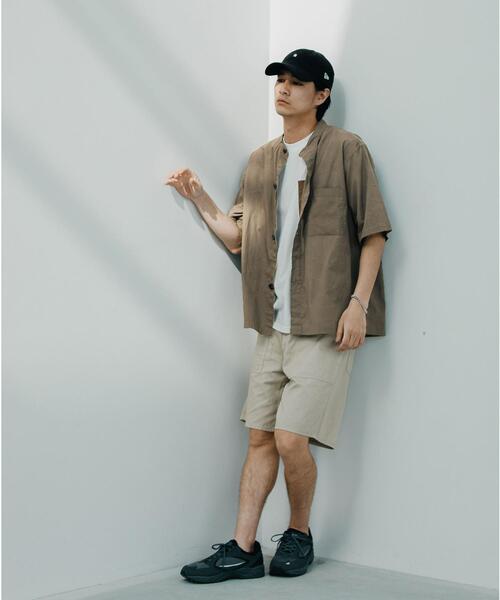 green label relaxing（グリーンレーベルリラクシング）の「CM ドライ コットン バギー バンドカラー 半袖 シャツ（シャツ/ブラウス・メンズ・ブラック/オリーブ/ライラック・LARGE/SMALL/MEDIUM）」の17枚目の写真