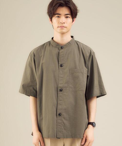 green label relaxing（グリーンレーベルリラクシング）の「CM ドライ コットン バギー バンドカラー 半袖 シャツ（シャツ/ブラウス・メンズ・ブラック/オリーブ/ライラック・LARGE/SMALL/MEDIUM）」の15枚目の写真