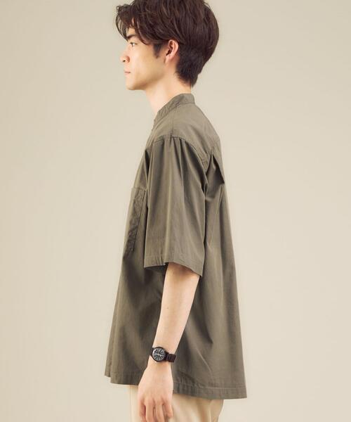 green label relaxing（グリーンレーベルリラクシング）の「CM ドライ コットン バギー バンドカラー 半袖 シャツ（シャツ/ブラウス・メンズ・ブラック/オリーブ/ライラック・LARGE/SMALL/MEDIUM）」の13枚目の写真