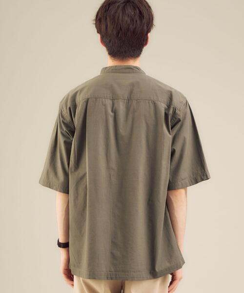 green label relaxing（グリーンレーベルリラクシング）の「CM ドライ コットン バギー バンドカラー 半袖 シャツ（シャツ/ブラウス・メンズ・ブラック/オリーブ/ライラック・LARGE/SMALL/MEDIUM）」の4枚目の写真