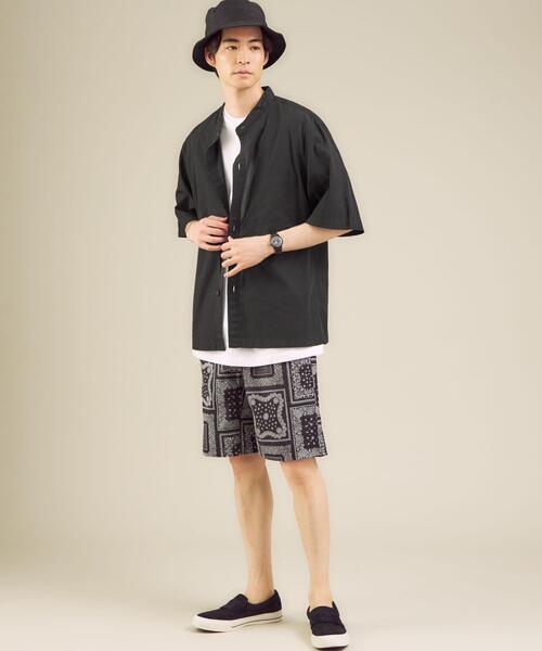 green label relaxing（グリーンレーベルリラクシング）の「CM ドライ コットン バギー バンドカラー 半袖 シャツ（シャツ/ブラウス・メンズ・ブラック/オリーブ/ライラック・LARGE/SMALL/MEDIUM）」の18枚目の写真