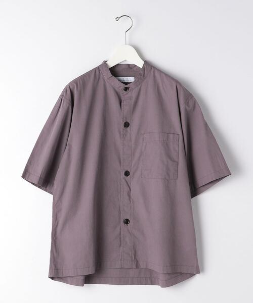 green label relaxing（グリーンレーベルリラクシング）の「CM ドライ コットン バギー バンドカラー 半袖 シャツ（シャツ/ブラウス・メンズ・ブラック/オリーブ/ライラック・LARGE/SMALL/MEDIUM）」の9枚目の写真