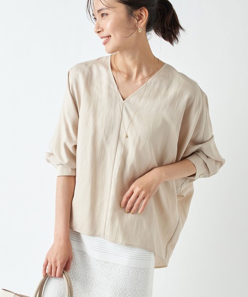 RIVE DROITE（リヴドロワ）の「テンセルツイルリラックスブラウス（シャツ/ブラウス・レディース・オフホワイト/ベージュ/オレンジ・FREE）」の11枚目の写真
