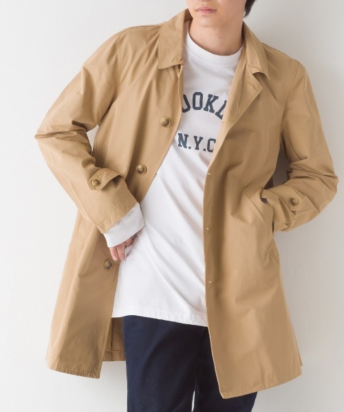 OMNES Another Edition（オムネス アナザーエディション）の「メンズ 撥水加工ステンカラーコート（ステンカラーコート・メンズ・ブラック/ベージュ/カーキ/ライトカーキ・MEDIUM/LARGE）」の22枚目の写真