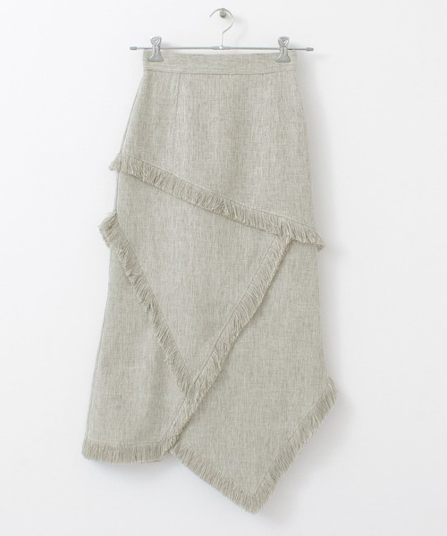 KBF+(ケービーエフプラス)の「KBF+ フリンジパッチワークスカート(スカート・レディース・ブルー/ライトカーキ・ONE)」の9枚目の写真