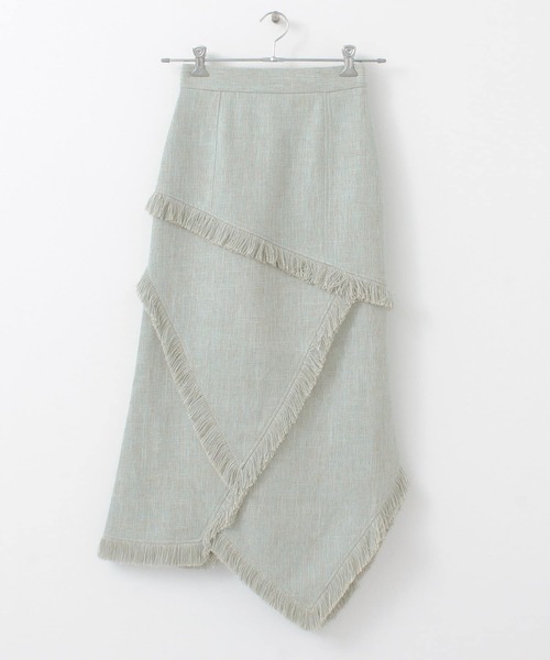 KBF+(ケービーエフプラス)の「KBF+ フリンジパッチワークスカート(スカート・レディース・ブルー/ライトカーキ・ONE)」の10枚目の写真