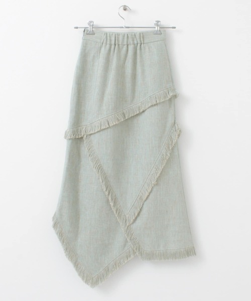 KBF+(ケービーエフプラス)の「KBF+ フリンジパッチワークスカート(スカート・レディース・ブルー/ライトカーキ・ONE)」の12枚目の写真