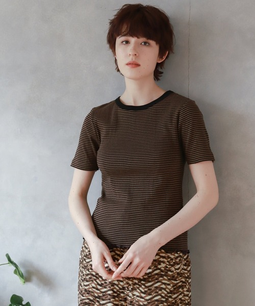 niko and...(ニコアンド)の「【Robert P. Miller(ロバート・ピー・ミラー)】別注リブプルオーバー(Tシャツ/カットソー・レディース・ブラウン/オフホワイト/オレンジ/ブルー・MEDIUM/LARGE)」の2枚目の写真