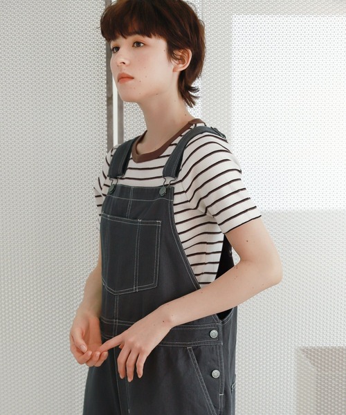 niko and...(ニコアンド)の「【Robert P. Miller(ロバート・ピー・ミラー)】別注リブプルオーバー(Tシャツ/カットソー・レディース・ブラウン/オフホワイト/オレンジ/ブルー・MEDIUM/LARGE)」の1枚目の写真