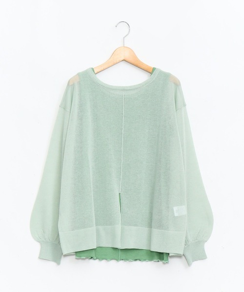 AS KNOW AS de base（アズノゥアズドゥバズ）の「リブインナーとセットプルオーバー（ニット/セーター・レディース・ブラック×グレー/ベージュ/オレンジ/グリーン・FREE）」の4枚目の写真