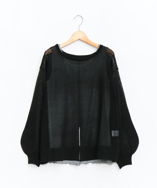 AS KNOW AS de base（アズノゥアズドゥバズ）の「リブインナーとセットプルオーバー（ニット/セーター・レディース・ブラック×グレー/ベージュ/オレンジ/グリーン・FREE）」の2枚目の写真