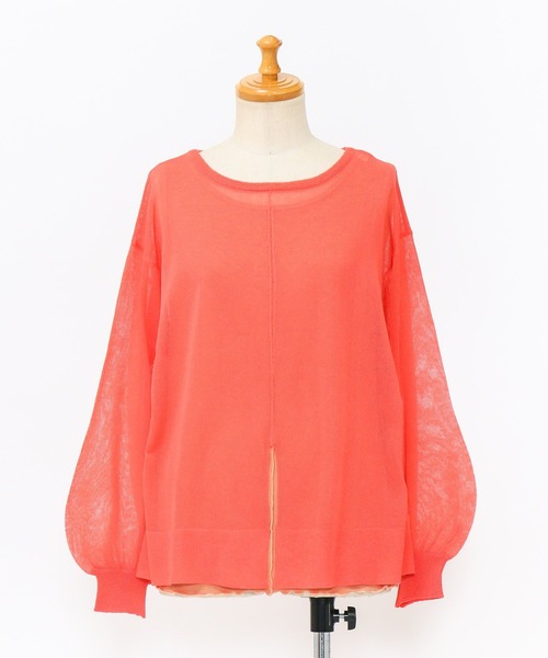 AS KNOW AS de base（アズノゥアズドゥバズ）の「リブインナーとセットプルオーバー（ニット/セーター・レディース・ブラック×グレー/ベージュ/オレンジ/グリーン・FREE）」の12枚目の写真