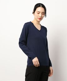 【Bl】天竺Vネック長袖Tシャツ