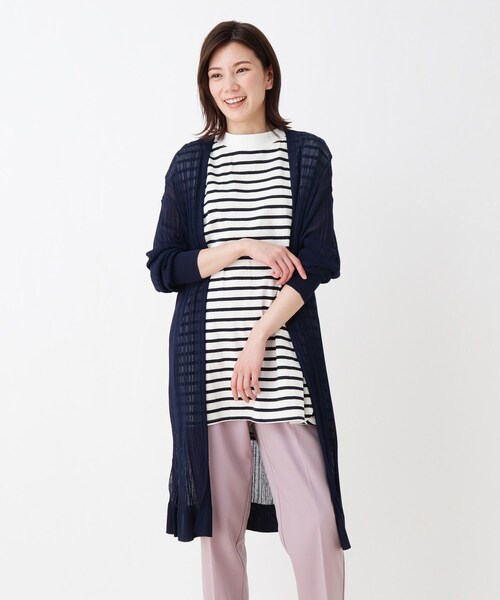 SHOO・LA・RUE（シューラルー）の「◆ランダムリブシアートッパーカーディガン（カーディガン/ボレロ・レディース・ダークネイビー/ライトグレー/ベージュ/グリーン系・03/02/04）」の4枚目の写真