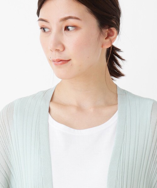 SHOO・LA・RUE（シューラルー）の「◆ランダムリブシアートッパーカーディガン（カーディガン/ボレロ・レディース・ダークネイビー/ライトグレー/ベージュ/グリーン系・03/02/04）」の10枚目の写真