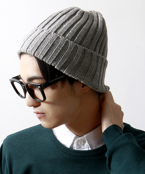 WEGO（ウィゴー）の「WEGO/リブニットワッチ（ニットキャップ/ビーニー・メンズ・オフホワイト/ブラック/杢グレー/ライム/サックスブルー/ネイビー/ライトパープル/ブルー/オレンジ・FREE）」の4枚目の写真