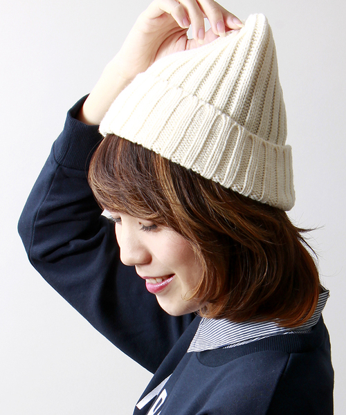 WEGO（ウィゴー）の「WEGO/リブニットワッチ（ニットキャップ/ビーニー・メンズ・オフホワイト/ブラック/杢グレー/ライム/サックスブルー/ネイビー/ライトパープル/ブルー/オレンジ・FREE）」の2枚目の写真