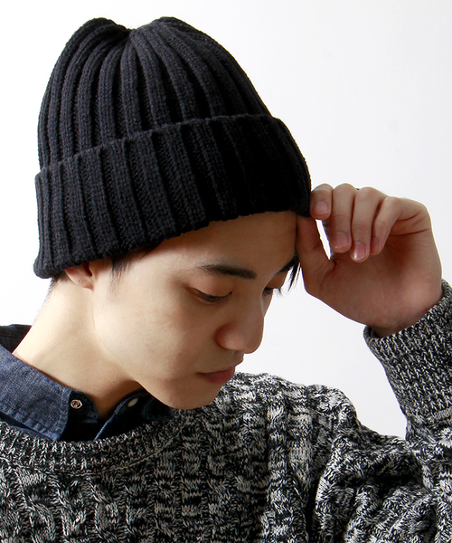WEGO（ウィゴー）の「WEGO/リブニットワッチ（ニットキャップ/ビーニー・メンズ・オフホワイト/ブラック/杢グレー/ライム/サックスブルー/ネイビー/ライトパープル/ブルー/オレンジ・FREE）」の3枚目の写真