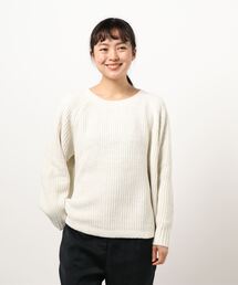《畦編み オフショルダーニット》