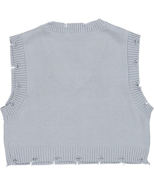 SPINNS(スピンズ)の「ダメージデザインショート丈ベスト(ベスト・レディース・ダークブルー/ライトベージュ/ブラック・ONESIZE)」の7枚目の写真