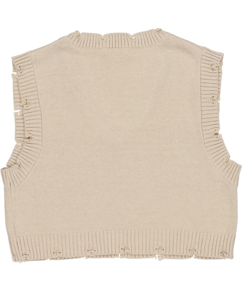 SPINNS(スピンズ)の「ダメージデザインショート丈ベスト(ベスト・レディース・ダークブルー/ライトベージュ/ブラック・ONESIZE)」の11枚目の写真