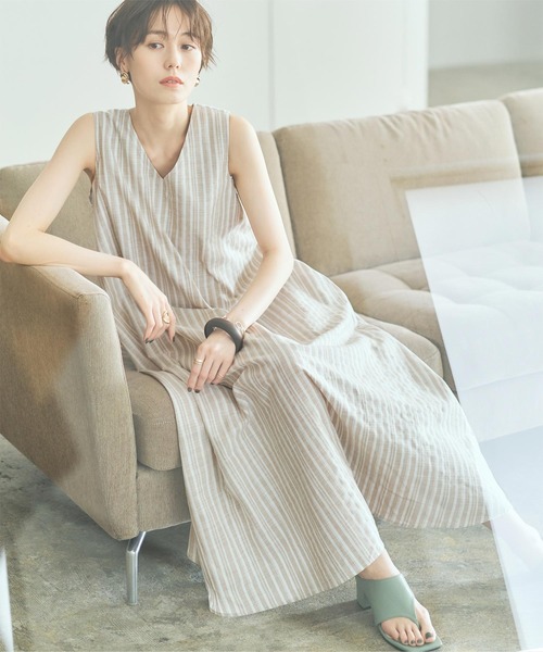 セール ﾘﾈﾝ混ｽﾄﾗｲﾌﾟﾉｰｽﾘｰﾌﾞﾜﾝﾋﾟｰｽ ワンピース Titivate ティティベイト のファッション通販 Zozotown