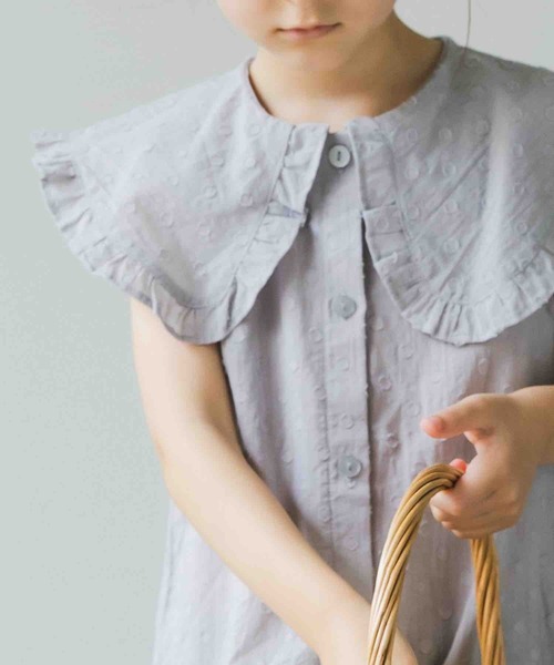 pairmanon（ペアマノン）の「ビッグカラーブラウス 無地 フリル ノースリーブ ガールズ（シャツ/ブラウス・キッズ・ベージュ/イエロー/ブルー系その他3・120/130/140/110/100/90/150）」の14枚目の写真