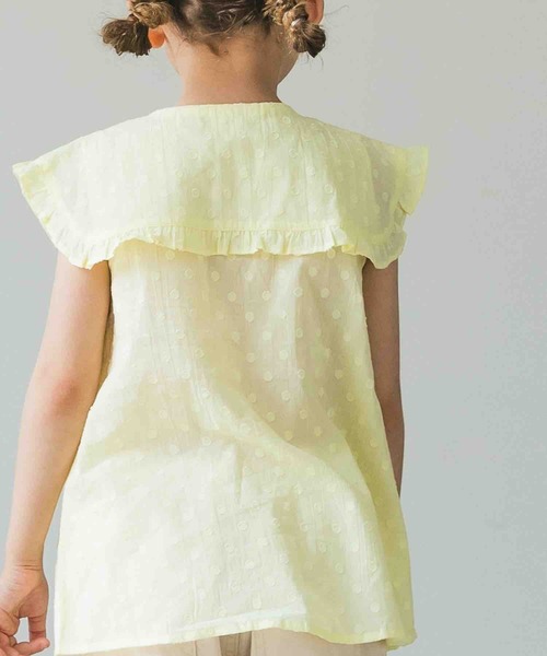 pairmanon（ペアマノン）の「ビッグカラーブラウス 無地 フリル ノースリーブ ガールズ（シャツ/ブラウス・キッズ・ベージュ/イエロー/ブルー系その他3・120/130/140/110/100/90/150）」の9枚目の写真