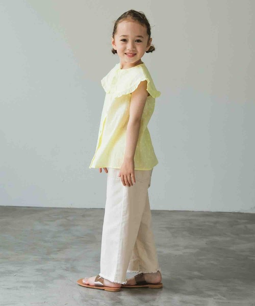 pairmanon（ペアマノン）の「ビッグカラーブラウス 無地 フリル ノースリーブ ガールズ（シャツ/ブラウス・キッズ・ベージュ/イエロー/ブルー系その他3・120/130/140/110/100/90/150）」の13枚目の写真
